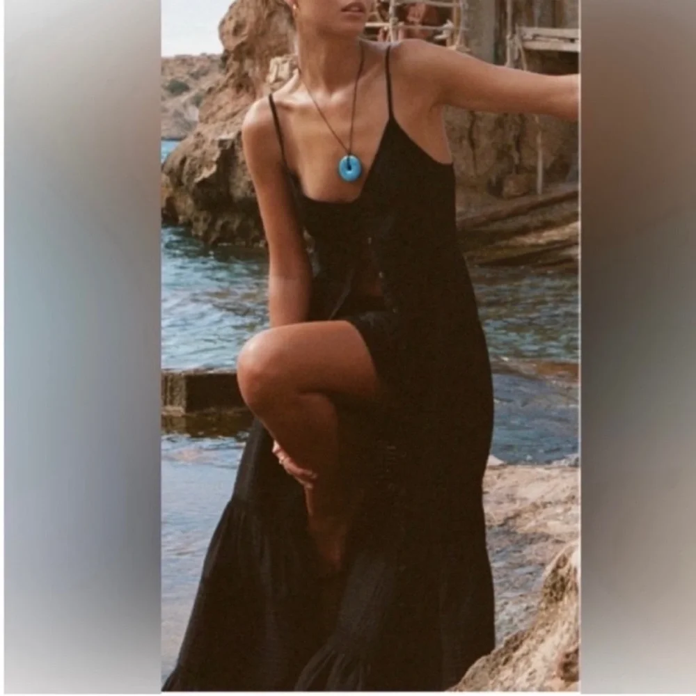 SPELL Black Dove Lace maxi dress -M - Picture 8 of 8